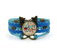 Leather Bracelets,Blue Rope Fashion Beautiful New York Map Art,Time Gemstone Multi-Layer Hand-Woven Glass Combination Jewelry Ladies Fashion European And American Jewelry