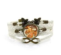 Leather Bracelets,White Rope Long Skirt Beautiful Girl Character,Time Gemstone Multi-Layer Hand-Woven Glass Combination Jewelry Ladies Fashion European And American Jewelry