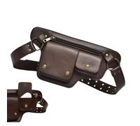 Leather Bum Bag - Vintage Belt Pouch | 32x2.5x17cm Waist Packs With Zippered Storage, Bag Accessory For Fairs, Hiking Waist Packs, Pirate LARP Pouch Accessory For Men Reenactments
