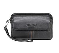 Leather Clutch Purse Long Wallet for Men Organizer Cell Phone Holder Wrist Bag Day Pack Business Travel Handbag