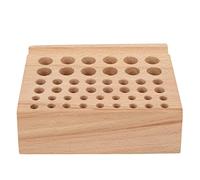 Leather Craft Tool Holder in Beech Wood, 46 Holes Wooden Punch Tool Stand for Leatherworking Tools, Stamps, Chisels and Brushes