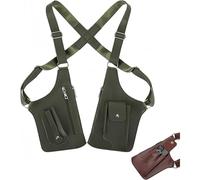 Leather Double Shoulder Armpit Bag for Men, Leather Armor Underarm Strap Wallet with Double Bags and Adjustable Anti Pickpocket Accessories for Travel and Daily Use (Green)