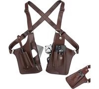 Leather Double Shoulder Armpit Bag for Men, Leather Armor Underarm Strap Wallet with Double Bags and Adjustable Anti Pickpocket Accessories for Travel and Daily Use (Brown)