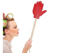 Leather Fly Swatter, Household Swatter, 18.8 Inches Wooden Handle, Palm Shape Design Long Reach with Lanyard, Control for Home Indoor Outdoor Classroom and Kitchen Use
