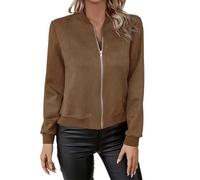 Leather Jacket Long Sleeve Lapel Zip Side Pocket Casual Leather Coat for Women I miei ordini Visualizza, Bw1, S