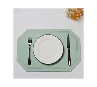 Leather Placemat, Polygonal Design, Waterproof and Oil-Resistant, Heat Insulation and Temperature Resistance, 30 * 45 Cm (Light Green)