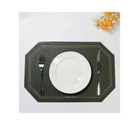 Leather Placemat, Polygonal Design, Waterproof and Oil-Resistant, Heat Insulation and Temperature Resistance, 30 * 45 Cm (Green)
