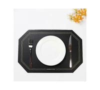 Leather Placemat, Polygonal Design, Waterproof and Oil-Resistant, Heat Insulation and Temperature Resistance, 30 * 45 Cm (Black)