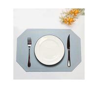Leather Placemat, Polygonal Design, Waterproof and Oil-Resistant, Heat Insulation and Temperature Resistance, 30 * 45 Cm (Light Blue)