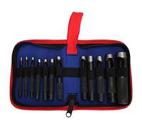 Leather Puncher Set, Hand Operated Hole Punch Tool, Precision Forged Steel Leather Hole Punch with Ergonomic Handle for Crafting, Flat Bottom Design for 3 to 25mm Holes, 12 or 15 P (12 pezzi (3-19