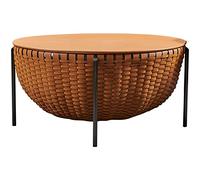 Leather Round Clamshell Coffee Table with Metal Legs Minimalist Low Table Home Living Room Tea Table Side Table End Table Furniture
