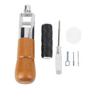 Leather Sewing Awl Kit Non Slip Wooden Handle Stitch Awl with Wax Thread for Mending Tents Backpacks Sleeping Bags Professional Grade Accuracy Leather Crafting Tool for Beginners