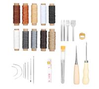 Leather Sewing Set, Hand Stitching Repair Kit with Waxing Line and Prong Chisel, Complete DIY Leather Crafting Tool for Beginners and Enthusiasts Includes Storage Box for Wallets B