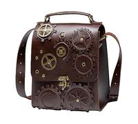 Leather Sling Bags, Adjustable Messenger Bag, Steampunk Design, Large Capacity Sling, 2 Compartment Storage, (9.45 * 7.48 * 4.92 Inches), Perfect For Tablets, Ideal For Wallets, Great For Keys