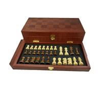 Leather Surface Chess Set, Folding Storage Board with Exquisite Design for Beginners & Professional Players(29.4x14.5x5.4cm)