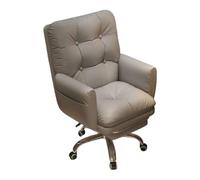 Leather Swivel Computer Chair, High Back Gaming Chairs with Padded Arm and Pillow, with Retractable Legrest, Height Adjustment, for Living Room, Bedroom, or Office(Gray)