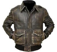 Leather Verse Bomber A2 Aviator in pelle nera effetto invecchiato per cabina di pilotaggio aeronautica, Giacca Colore Marrone - Vera Pelle, M
