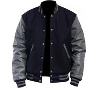 Leather Verse Giacca bomber da uomo Venom Detroit Beverly Hillscop in lana nera e grigia Tom Hardy Baseball Varsity Jacket, Nero & Grigio - Tinta unita, XL