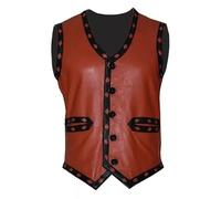Leather Verse Gilet da uomo con teschio ricamato Stile Halloween Costume originale in pelle da motociclista Gangster Biker James Remar, L