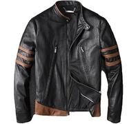 Leather Verse Moda Uomo Logan fans Marrone 2024 Giacca con strisce Cosplay, Marrone - Vera Pelle, XXS