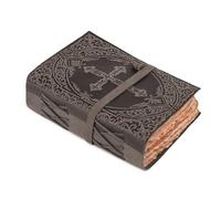 LEATHER VILLAGE Diario devozionale con croce goffrata, nero, 13 x 8. | Diario biblico in rilievo con croce cristiana fatta a mano, 200 pagine, carta anticata con bordo a rilievo per acquerello