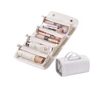 Leather Waterproof Cosmetic Bag Detachable 4 In 1, Leather Waterproof Rollup Cosmetic Bag, Compact Toiletry Bag (White)