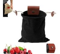 Leather & Waxed Canvas Pouch, Foraging Bag, Waxed Canvas Pouch, Foldable Foraging Bag with Belt Attachment, Durable Multipurpose Outdoor Carrying Bags for Orchard, Bushcraft, Camping (Black,5PCS)