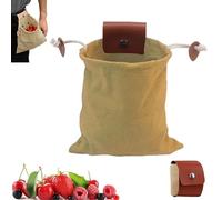 Leather & Waxed Canvas Pouch, Foraging Bag, Waxed Canvas Pouch, Foldable Foraging Bag with Belt Attachment, Durable Multipurpose Outdoor Carrying Bags for Orchard, Bushcraft, Camping (Khaki,5PCS)