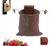 Leather & Waxed Canvas Pouch, Foraging Bag, Waxed Canvas Pouch, Foldable Foraging Bag with Belt Attachment, Durable Multipurpose Outdoor Carrying Bags for Orchard, Bushcraft, Camping (Brown,10PCS)