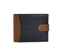 Leather Zentrum Black & Tan - Portafoglio da uomo in pelle bi-Fold casual (7 scomparti per schede), nero, taglia unica, casual