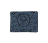 Leather Zentrum Portafoglio da uomo classico in vera pelle Loving The Burn of Hell con stampa teschio bi-Fold Olive (8 slot per schede), grigio, taglia unica, casual