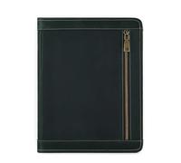 Leather Zippered File Folder Business Case Organizer Bag For A6 Notebook Card Holder(Green)