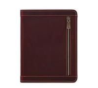 Leather Zippered File Folder Business Case Organizer Bag For A6 Notebook Card Holder(Red)