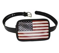 Leatherboss Moda Cintura Marsupio Designer US Bandiera Tema con Loops Nuovo