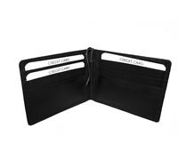 Leatherboss Vera Pelle Fermasoldi Portafoglio 6 Porta-Carte, Nero