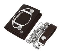 Leatherboss Vera Pelle Uomo Calcio Catena Biker Portafogli a 3, Marrone Scuro