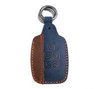 LeatherCarKeyCaseCoverforJaguarXEXFXJF-PaceF-Type,5-ButtonSmartKeyShellHolderwithShockAbsorption,Black(Blu)