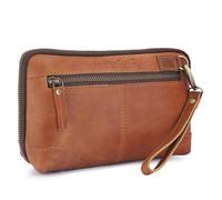 Leatherganic Custodia per cosmetici da viaggio, borsa tecnologica portatile con chiusura a cerniera, borsa da toilette in pelle per uomini e donne, custodia con cordoncino, grande borsa per il trucco