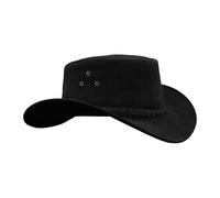 Leatherick Cappello da Cowboy Impermeabile Vera Pelle Scamosciata Nero Aussie Style Western Outback Bush Cappello in Pelle (S, Nero)