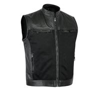 Leatherick Gilet nero da uomo in vera pelle resistente stile traforato, stile Super (L)