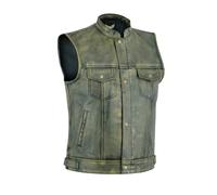 Leatherick SOA Gilet da motociclista da uomo in grana superiore marrone invecchiato con bottoni aperti per equitazione e gilet stile taglio alla moda, stile vintage (XL - EUR56)