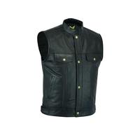 Leatherick SOA Gilet da motociclista in vera pelle da uomo in pelle con bottoni aperti per equitazione e gilet con taglio alla moda (L - EUR54)