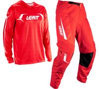 Leatt Moto Ride Kit 3.5 V26 Set Maglia e Pantaloni Motocross, bianco-rosso, taglia M per maschi