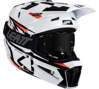 Leatt 3.5 Sharp Casco da motocross con occhiali, bianco/rosso/nero, Taglia XL (61/62)