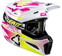 Leatt 3.5 V26 Casco da motocross con occhiali, bianco-rosa-giallo, taglia L per maschi