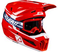 Leatt 3.5 V26 Casco da motocross con occhiali, bianco-rosso, taglia S per maschi