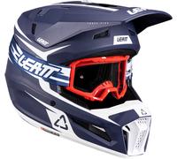 Leatt 3.5 V26 Casco da motocross con occhiali, bianco-turchese-blu, taglia L per maschi