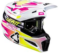 Leatt 3.5 V26 Casco da motocross con occhiali, bianco-rosa-giallo, taglia L per maschi