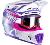 Leatt 7.5 V26 Casco da motocross con occhiali, bianco-rosa-porpora, taglia L per maschi