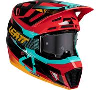 Leatt 7.5 Vector Casco da motocross con occhiali, nero/rosso/blu, Taglia L (59/60)